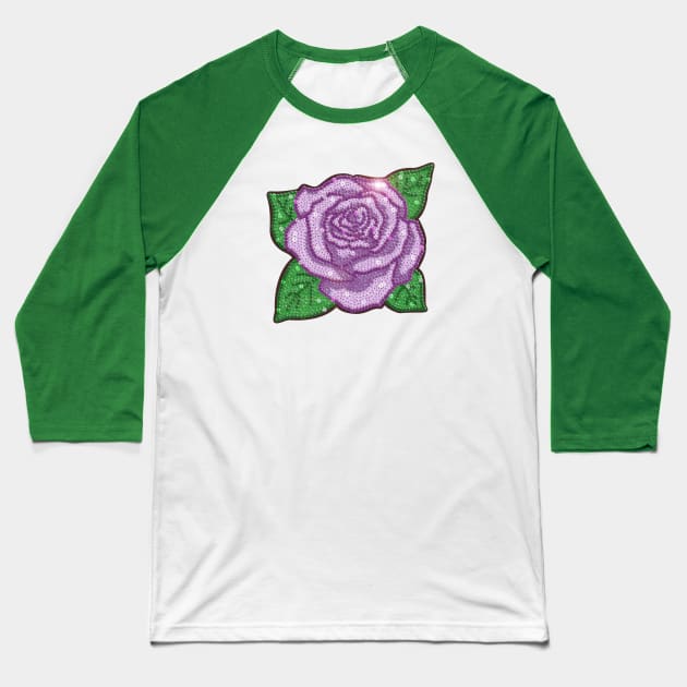 Purple Sequin Rose Baseball T-Shirt by Annelie